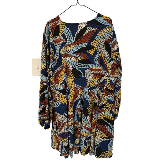 Voluminous Dress Womens Long Sleeve Large Boho Floral Print Flowy Midi Fall - Picture 4 of 6